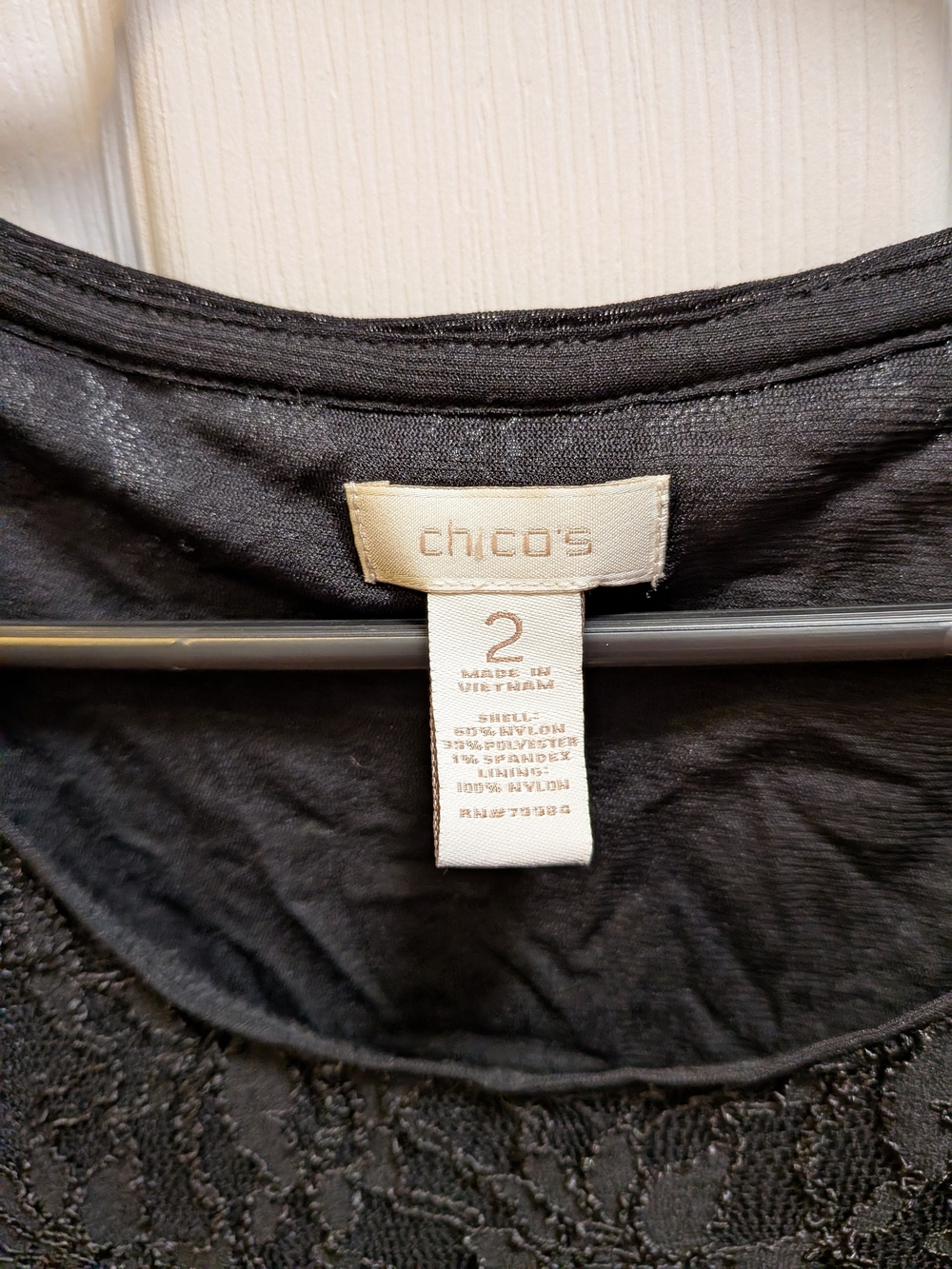 Chico's Black Lace Scoop-Neck Long Sleeve Top‎ - Picture 2 of 3